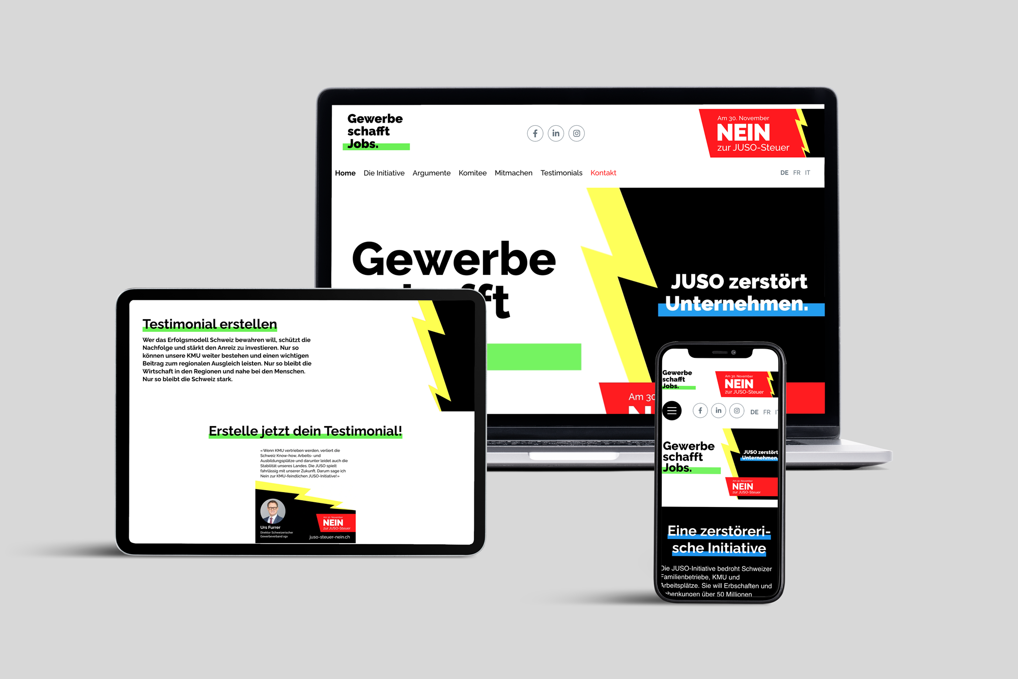 Kampagnenwebsite „NEIN zur extremen Juso-Steuer“